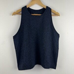 ATHLETA Shanti crop racerback jacquard active tank top blue/black - 2X